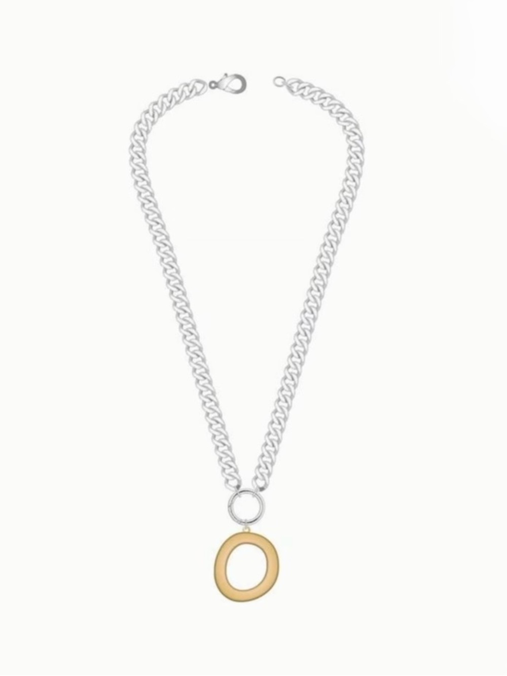 Mixed Metal Initial Bubble Letter Necklace, Letter O